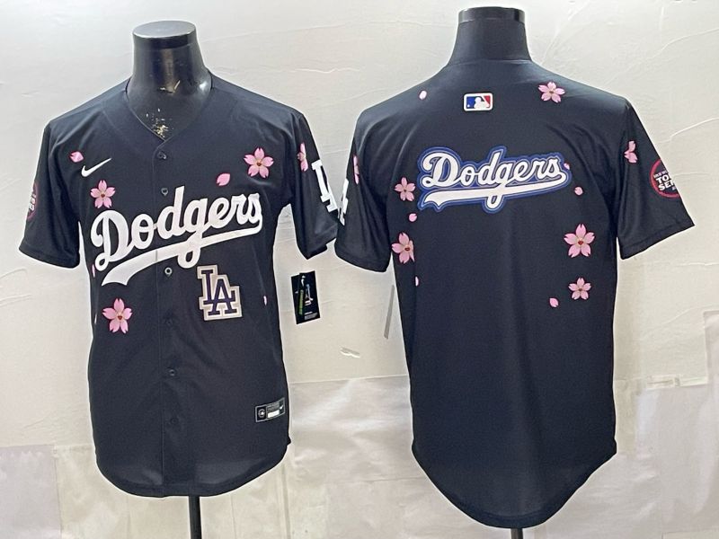 Men Nike 2026 Los Angeles Dodgers Blank Black Sakura Edition Game MLB Jersey 0015